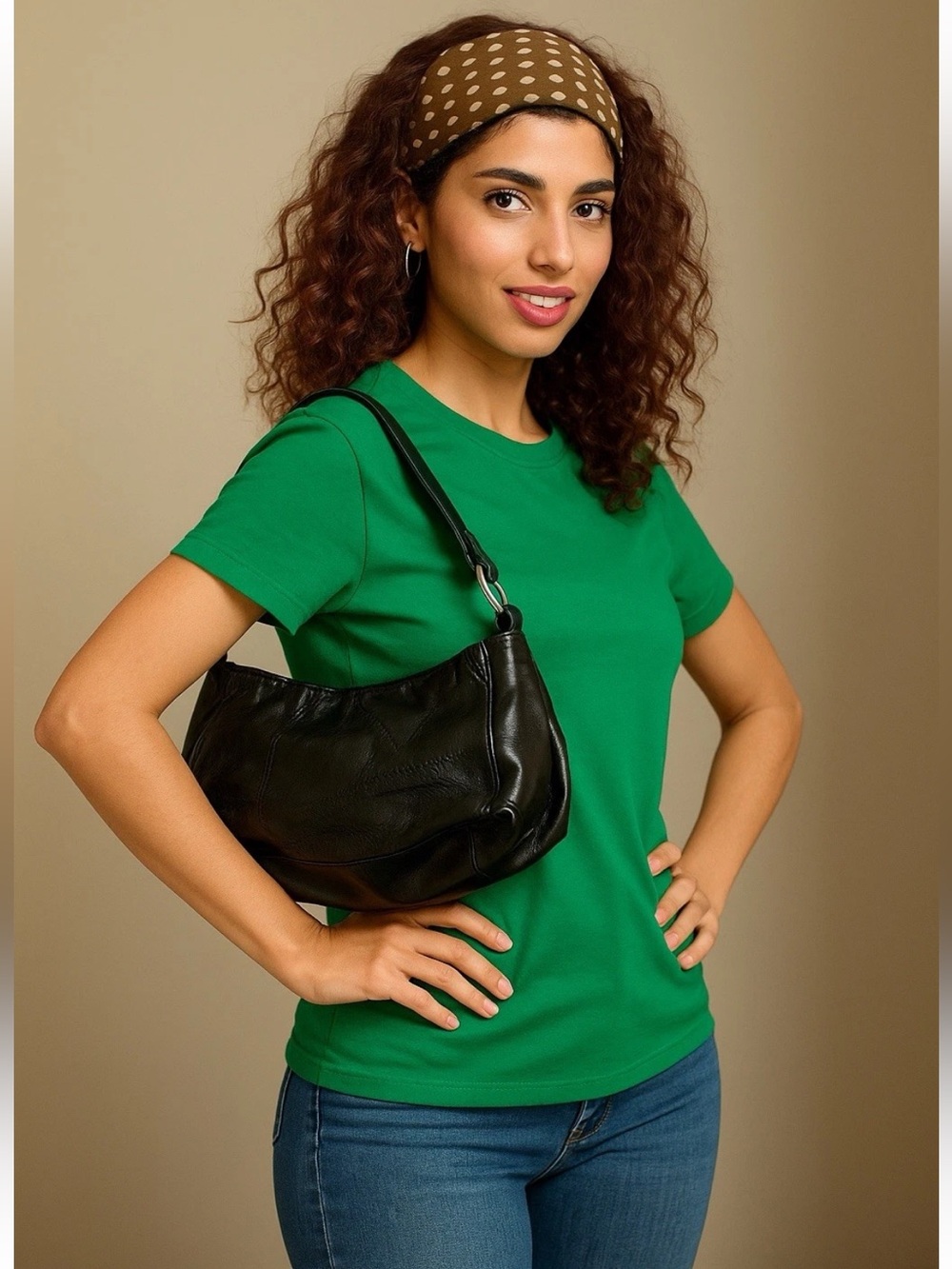 Black genuine Leather Shoulder Bag - Classic Women’s Hobo- very light